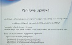 Certyfikat „Sztuczna inteligencja w pracy akademickiej: od badań po dydaktykę" 08.03.2025