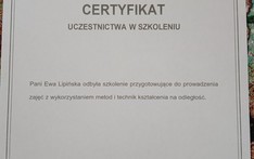 Certyfikat "Metody i techniki kształcenia na odległość" 2023