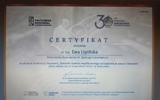 Certyfikat „Kierunki rozwoju współczesnego zarządzania w nauce i biznesie” 2023